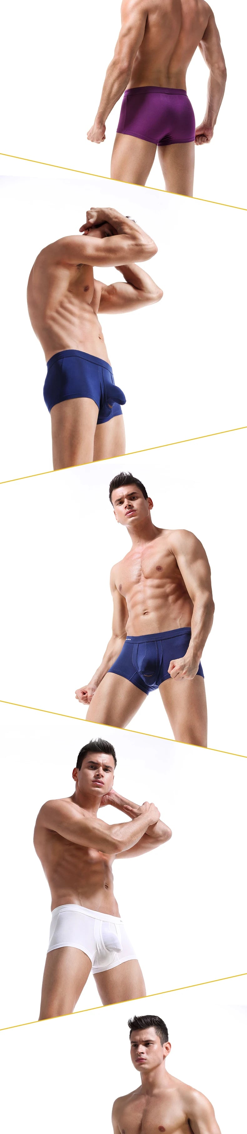 Gun-bullet separation underwear for men, scrotal support venous bottom pants, ice silk bag, curved men's briefs