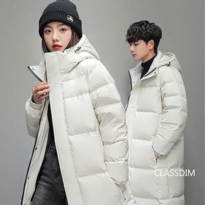 New Winter Duck Down Coats Men Hooded Long Puffer Jackets Unisex Casual Parkas Quality Couples Outdoor Windproof Warm Jackets 3X