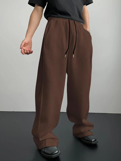 2025 men's wide leg sweatpants, European and American men's and women's sweatpants, waist drawstring straight leg loose casual s