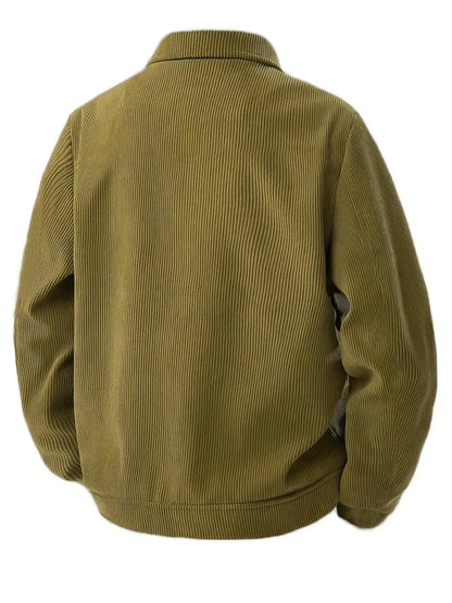 The 2025 New Autumn Corduroy Jacket for Men with a Lapel, Trendy Japanese Style Loose Coat