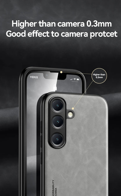 Luxury Leather Ultra Thin Phone Case For Samsung Galaxy S26 S25 S24 S23 S22 S21 Ultra Plus Silky Feel Soft Cover For Car Holder