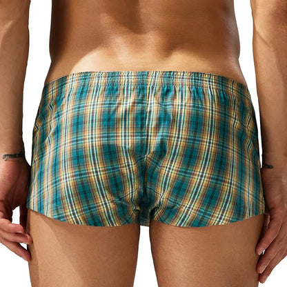 SEOBEAN Men's Comfortable Fashion Short Home Shorts with Large Pockets Cotton Boxer Briefs European Style Sleepwear Underwear