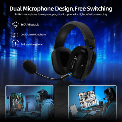 L80 PRO 3-in-1 Tri-Mode Gaming Headset 2.4G Wireless Bluetooth5.3 3.5mm Wired Lightseed Wireless Tech 20ms Ultra Low Latency