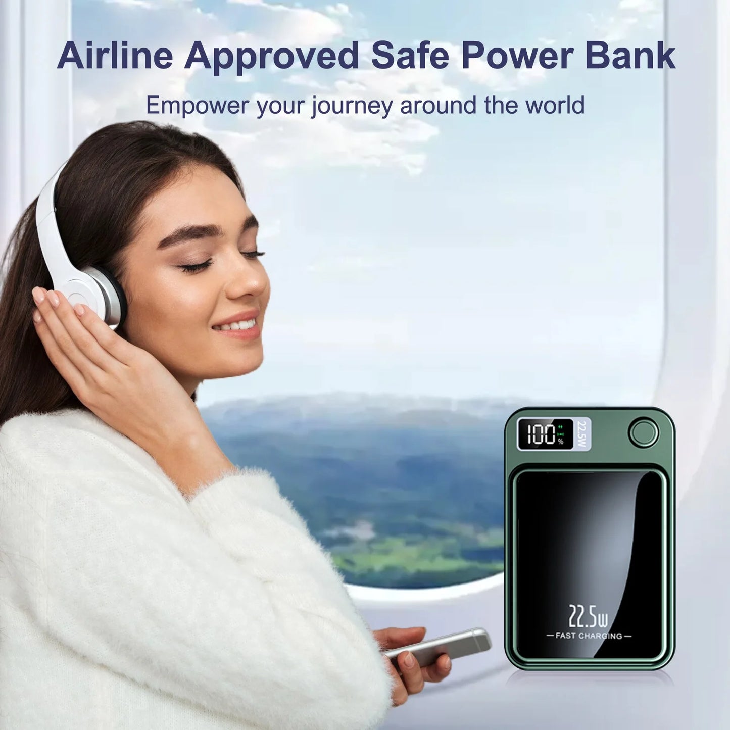 2-in-1 Wireless Magnetic Power Bank Fast Charging Portable PD 22.5W 10000mAh LED Power Display for iPhone 17/16/15/14 Samsung