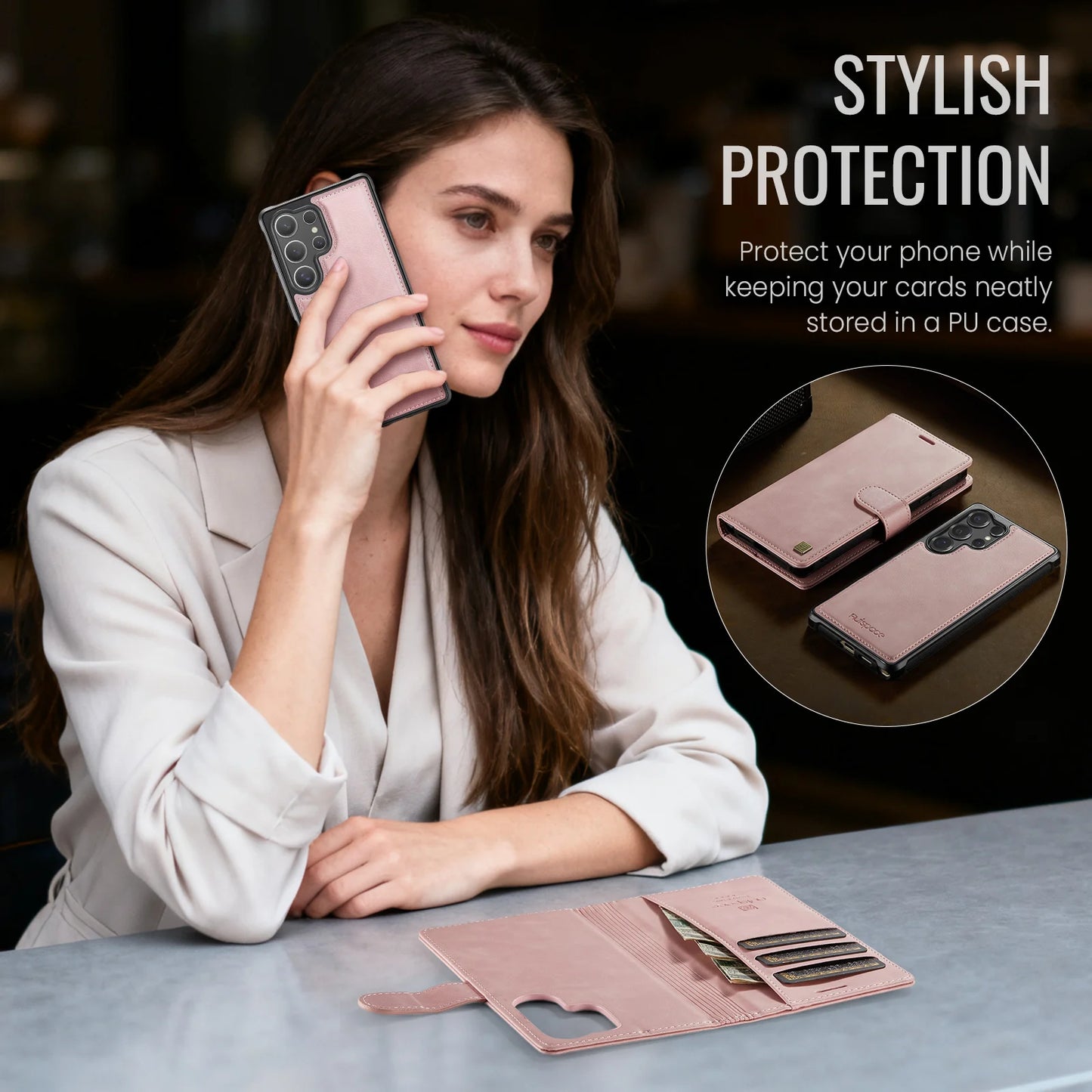 Leather Phone Case 2-in-1 Detachable Wallet Cover With Card Holder For Samsung Galaxy S25 Plus