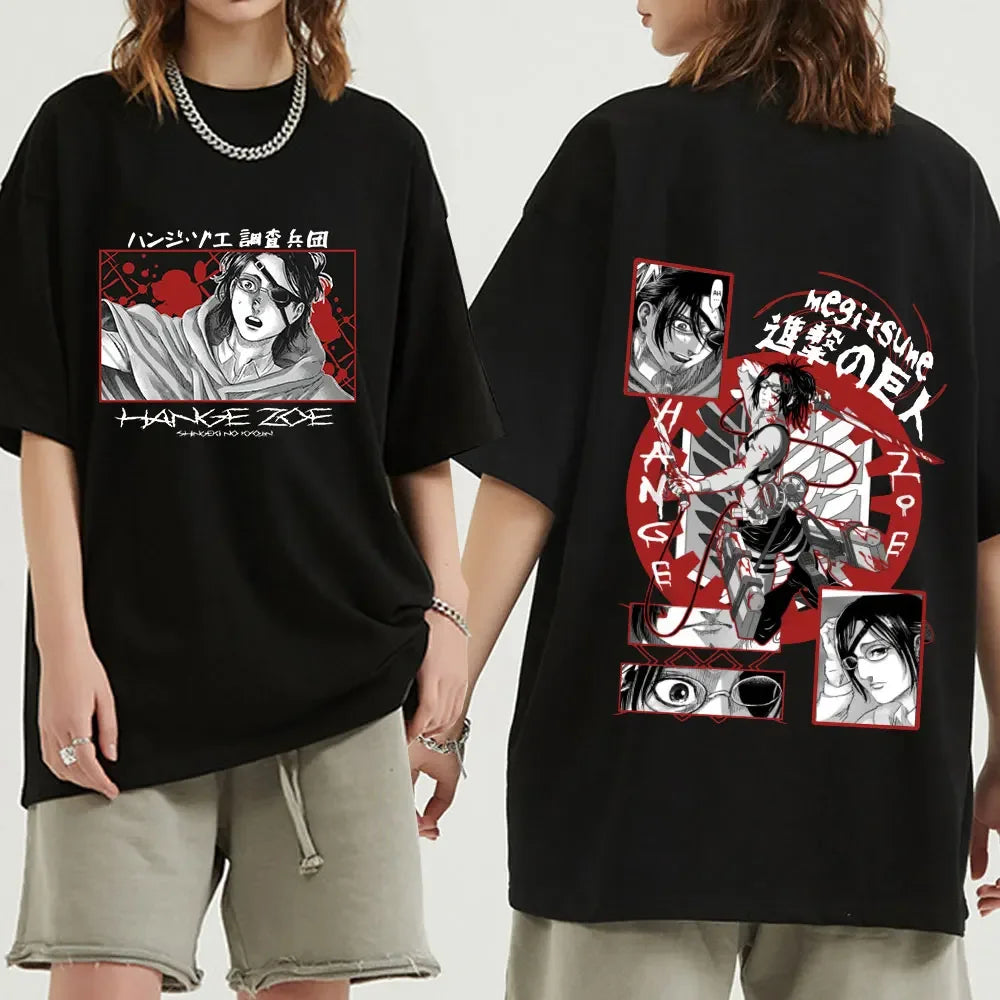 Anime Attack on Titan T-Shirt Ackerman Mikasa Eren Jaeger Cherry Blossom Graphics Logo T Shirt Clothes Men's Cotton T Shirts