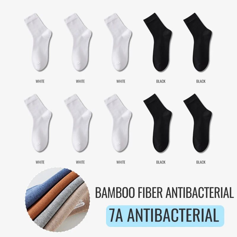 Antibacterial Bamboo Socks – Men’s Business Dress Socks, Thin Deodorant Crew, 5-Pack