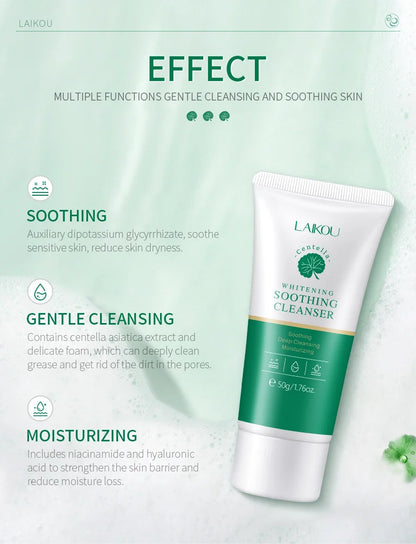 LAIKOU Centella Soothing Facial Cleanser Amino Acid BlackHead Remove Oil-Control Moisturizing Soften Face Skin Care Products