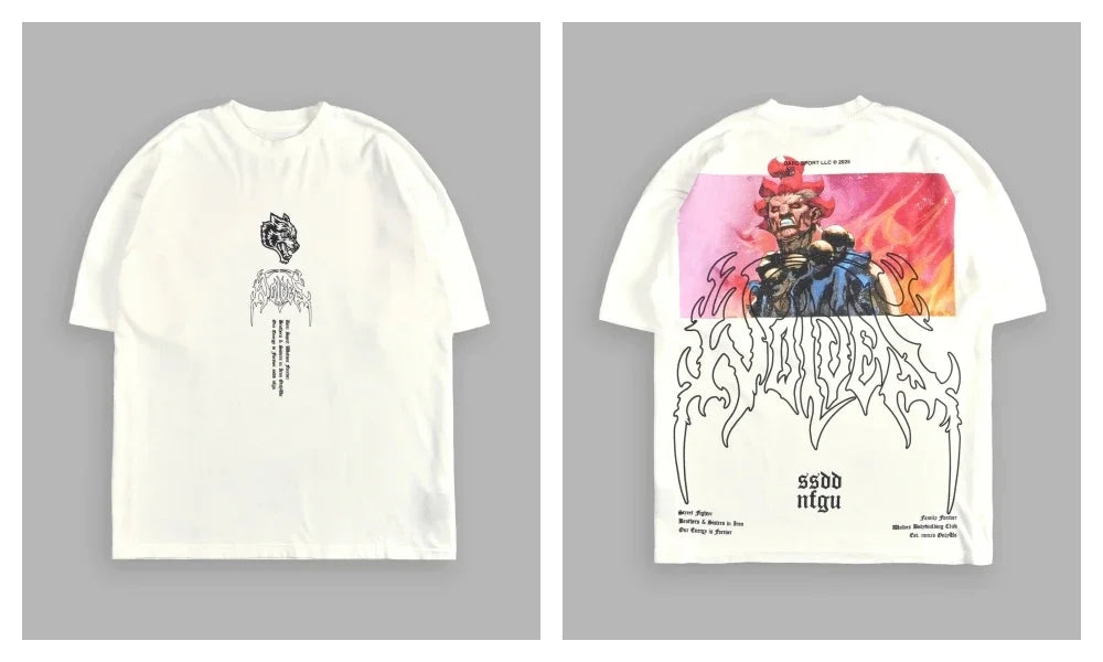 WOLVES CLUB STABILITY "PREMIUM" OVERSIZED TEE IN BLACK Summer Men's and Women's T-shirt Fashion Loose Printed Tops