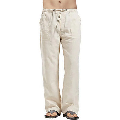Cotton Linen Harem Pants Men Solid Elastic Waist Streetwear Joggers 2022 New Baggy Drop-crotch Pants Casual Trousers Men Running