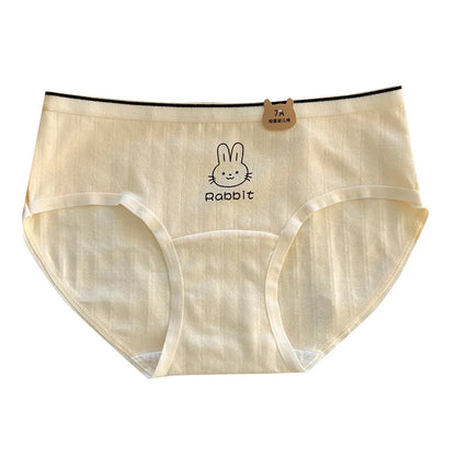 Women Underwear Pure Cotton Antibacterial Properties Underpants Cute Cartoon Waist Extended Crotch Women's Girl Triangle Pants