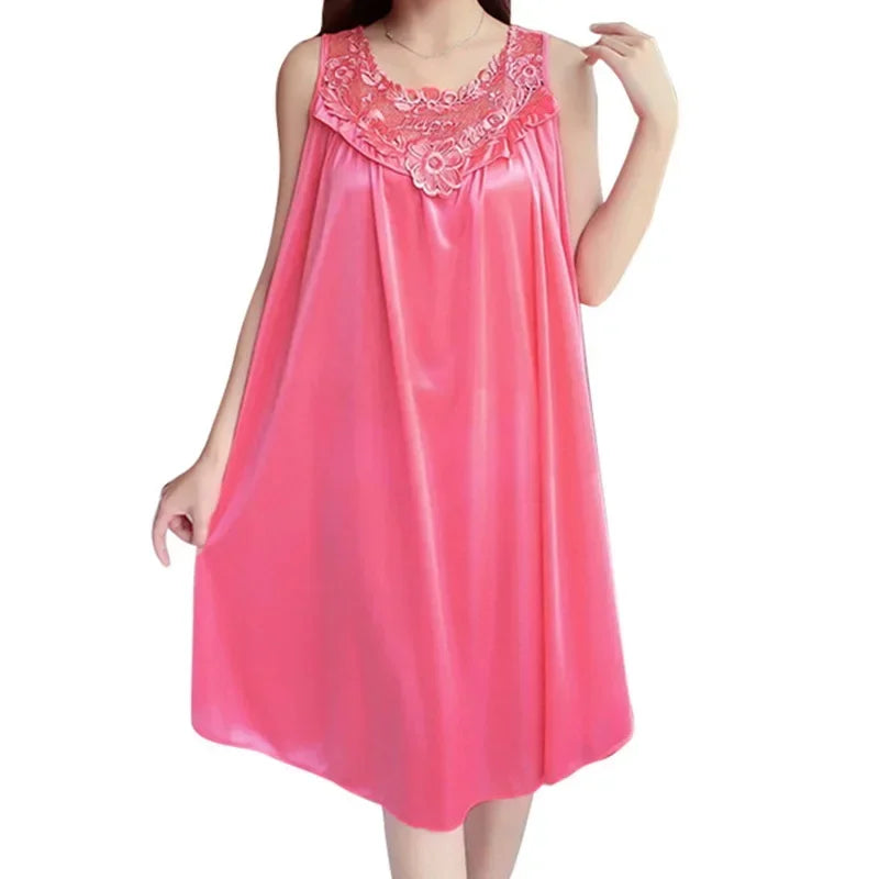 Women Nightgowns Satin Lace Sleepwear Nightwear Sexy Pyjama Women Home Clothing Sleepwear Female Free Size Lingerie Gown Robe