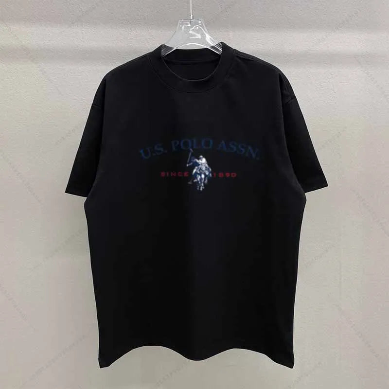 Simple Style Men's Cotton T-shirt Polo Letter Graphic Printing Casual Round Neck Men's Short-sleeved Top Free Shipping