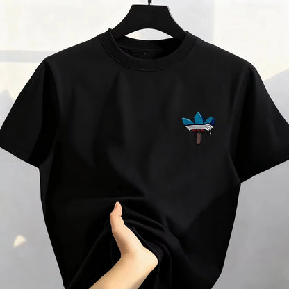 2026 Best-selling Korean Street Pure Cotton Cartoon Printed Round Co mfortable and loose men's and women's T-shirts
