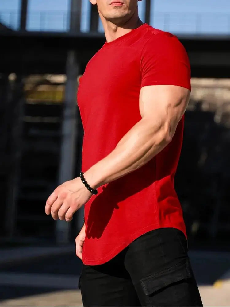 Men's Muscle Fitness T-shirt – Breathable Cotton Gym Tee | Short Sleeve Workout Shirt