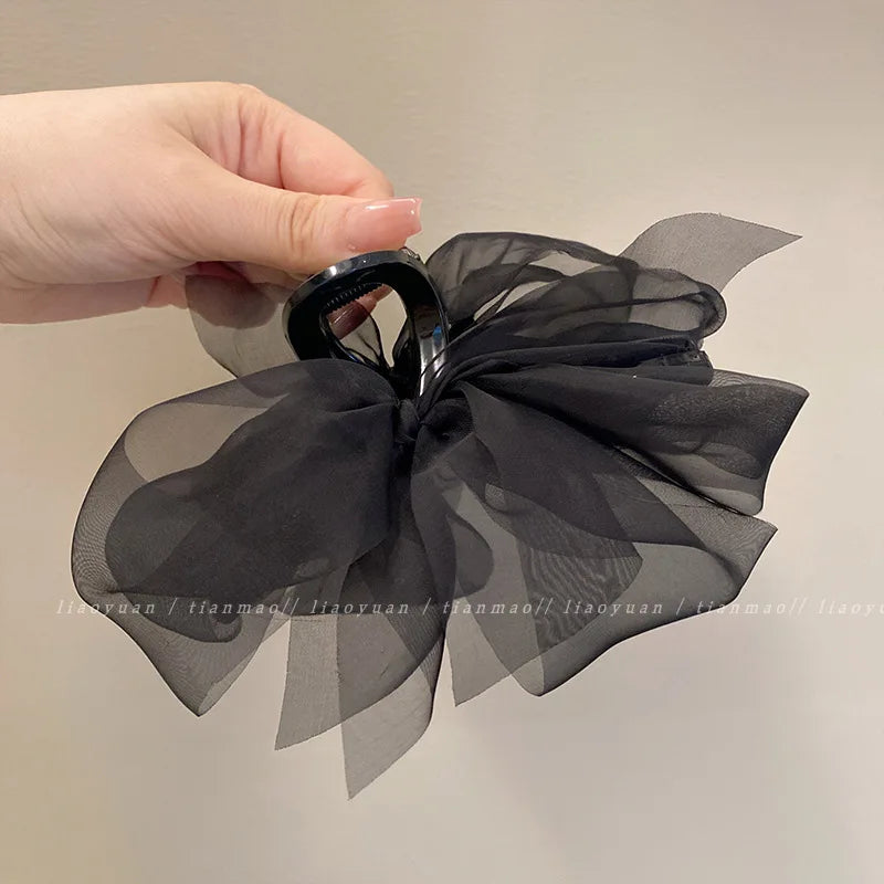 Elegant Mesh Bow Grip Clip for Girls Ponytail Braid Hair Claw Clip Stylish Hair Accessory Gift for Ladies  заколка зажим