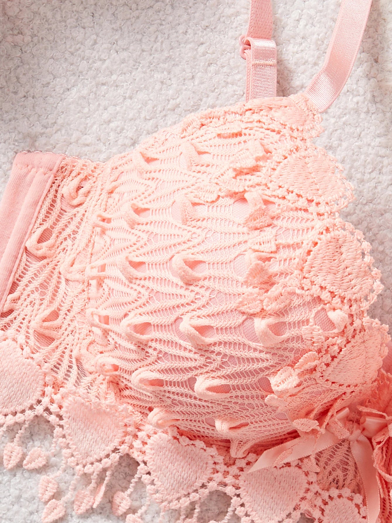 Daily Knitted Bra for Women Sexy Heart Lace Patchwork with Lace Trim Sexy Bras Comfortable Non-Padded Solid Women's Push up Bra