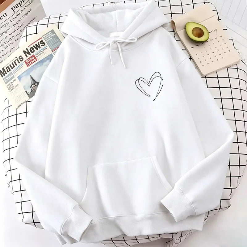 Fashion Women love heart Print Hoodies Spring Autumn Winter Casual Hoodies Sweatshirts Tops Hoodie Sweatshirt
