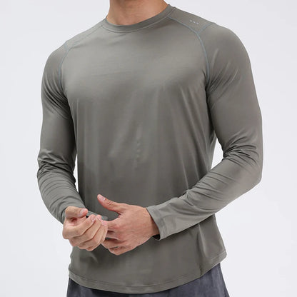 Men Compression Shirt - Long Sleeve Running Gym Top With Moisture Wicking Fabric