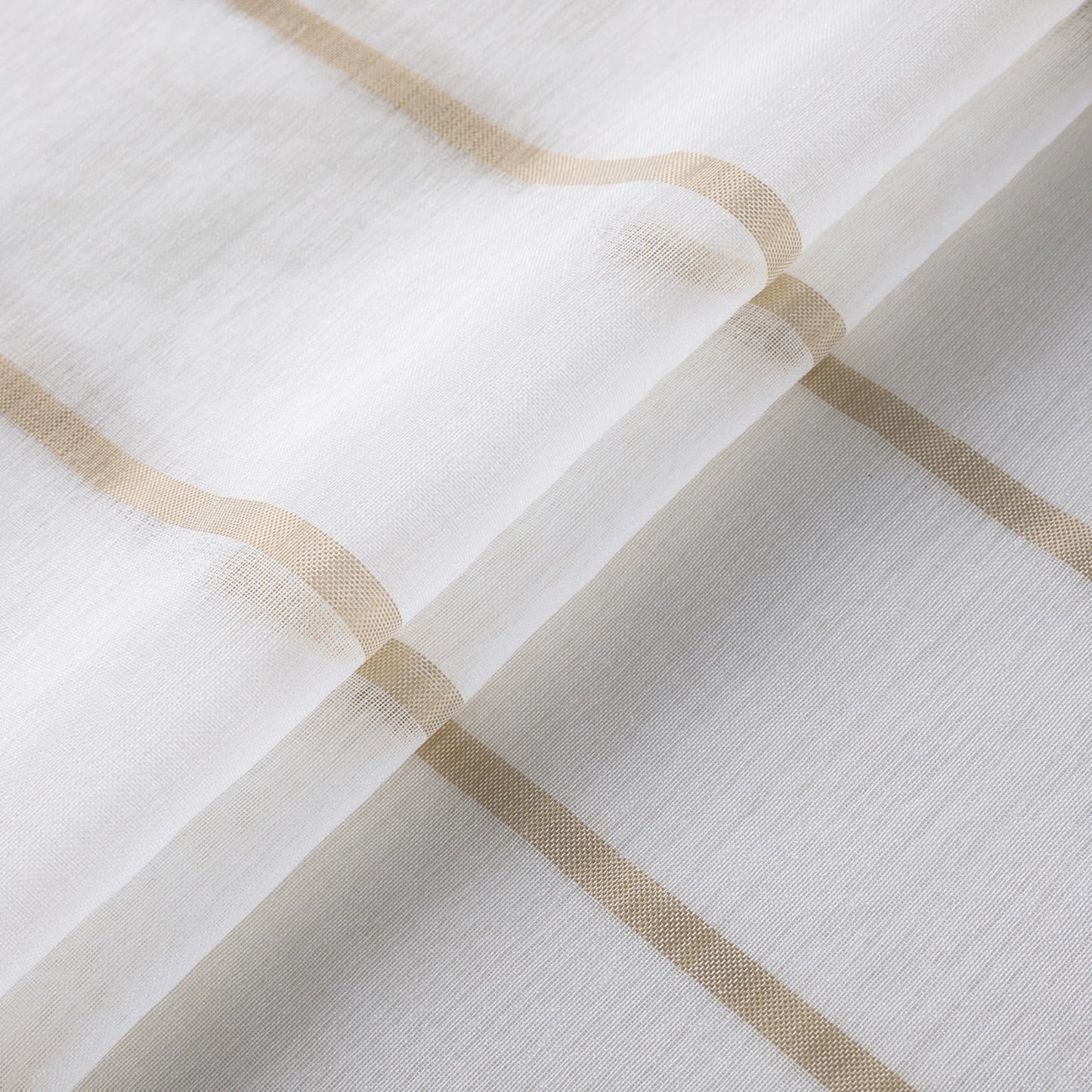 Striped Sheer Curtains | Soft Voile Fabric Semi Sheer Drapes - Eyelet Panels for Office & Home