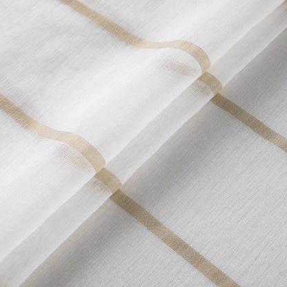 Striped Sheer Curtains | Soft Voile Fabric Semi Sheer Drapes - Eyelet Panels for Office & Home
