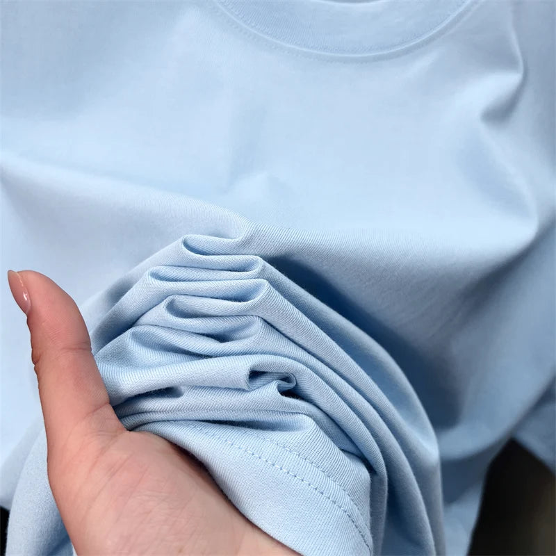 Xiaoma Embroidery Casual Pure Cotton Short Sleeved T-shirt for Young Men, Round Neck Solid Color T-shirt for Men