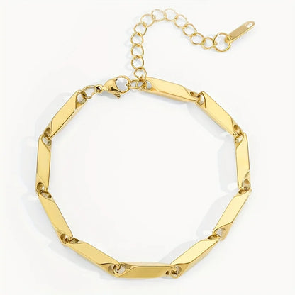 1pc Fashion Men's Titanium Steel Bracelet, Quenched Bamboo Leaf Chain Fashion Versatile Bracelet For Men And Women