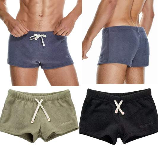 Seobean Solid Polar Fleece Shorts New Coming Soft Warm Breathable  Casual  Shorts for Men