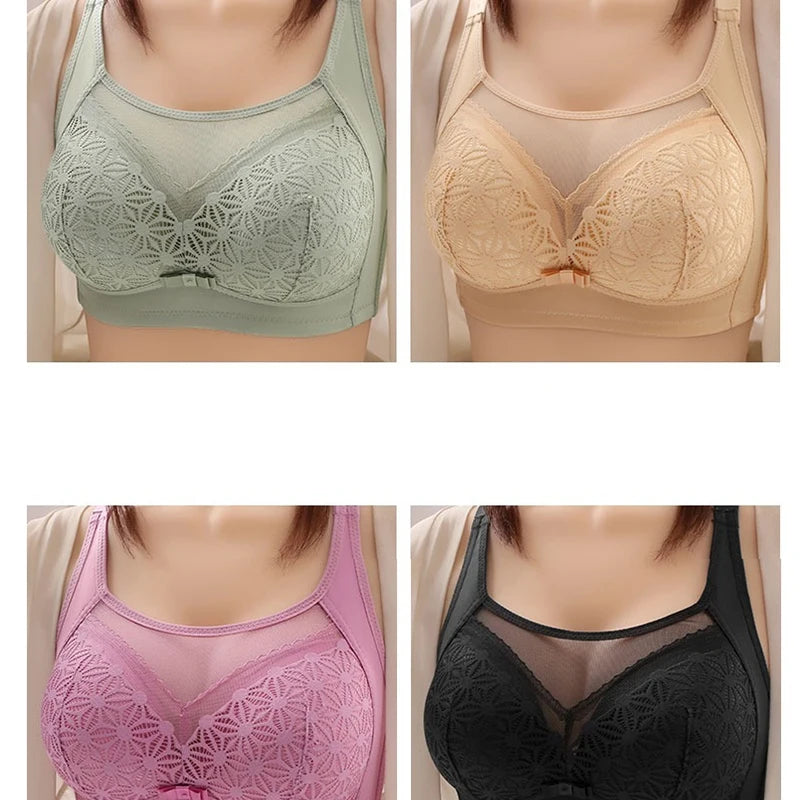 2PCS New High-end U-shaped Back With No Steel Ring Gathered And Adjusted Bra Thin Cup Breathable  Breasted Underwear Mom's Bra
