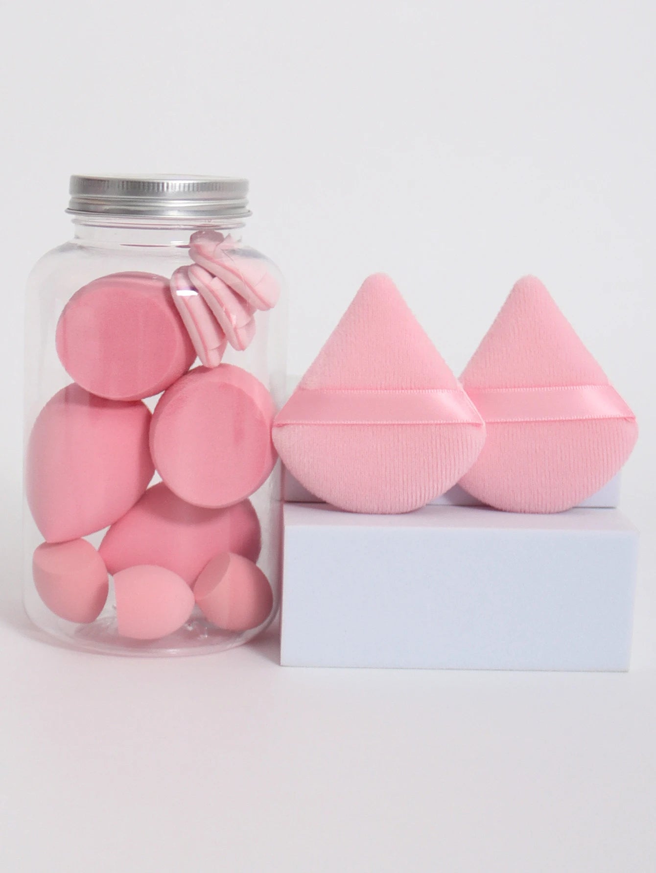 Makeup Sponge Set – 12 Piece Latex Free Sponges with Storage Jar for Wet Dry Use