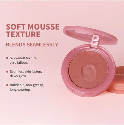 New Matte Blush Cream to Powder Cushiony Bouncy Texture Long Lasting Natural Flush Brightens Face Complexion Woman Makeup