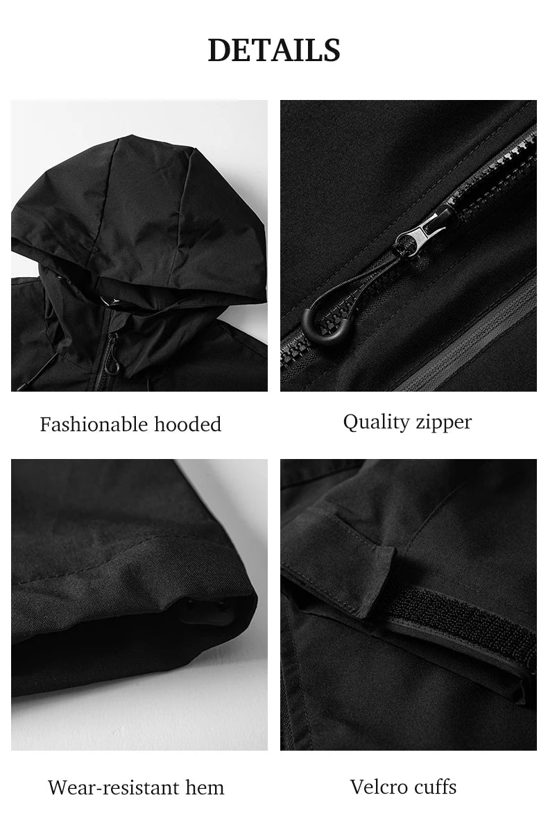 Waterproof Hiking Jacket – Lightweight Polyester Windbreaker With Storm Hood