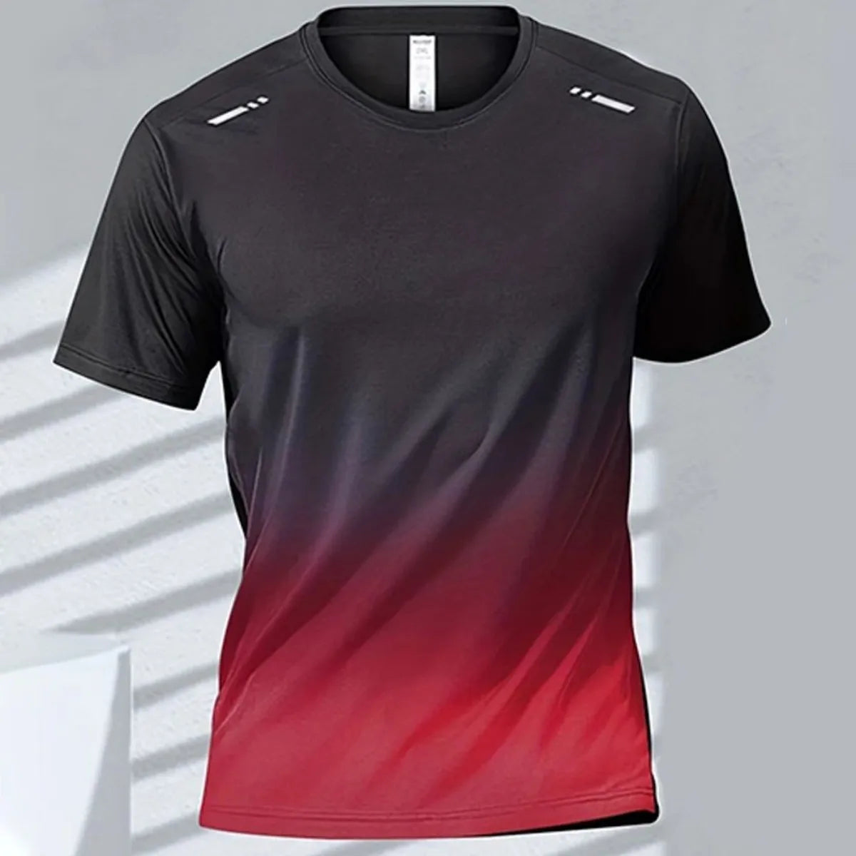 Men's Gradient Print T-Shirt – Breathable Quick-Dry Round-Neck Top