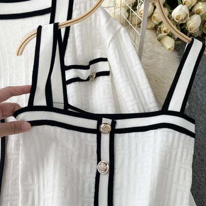 SINGREINY Autumn Knitwear 3PC Sets Long Sleeves Cardigan+Single Breasted Spaghetti Strap+High Waist Elastic Shorts Casual Suits