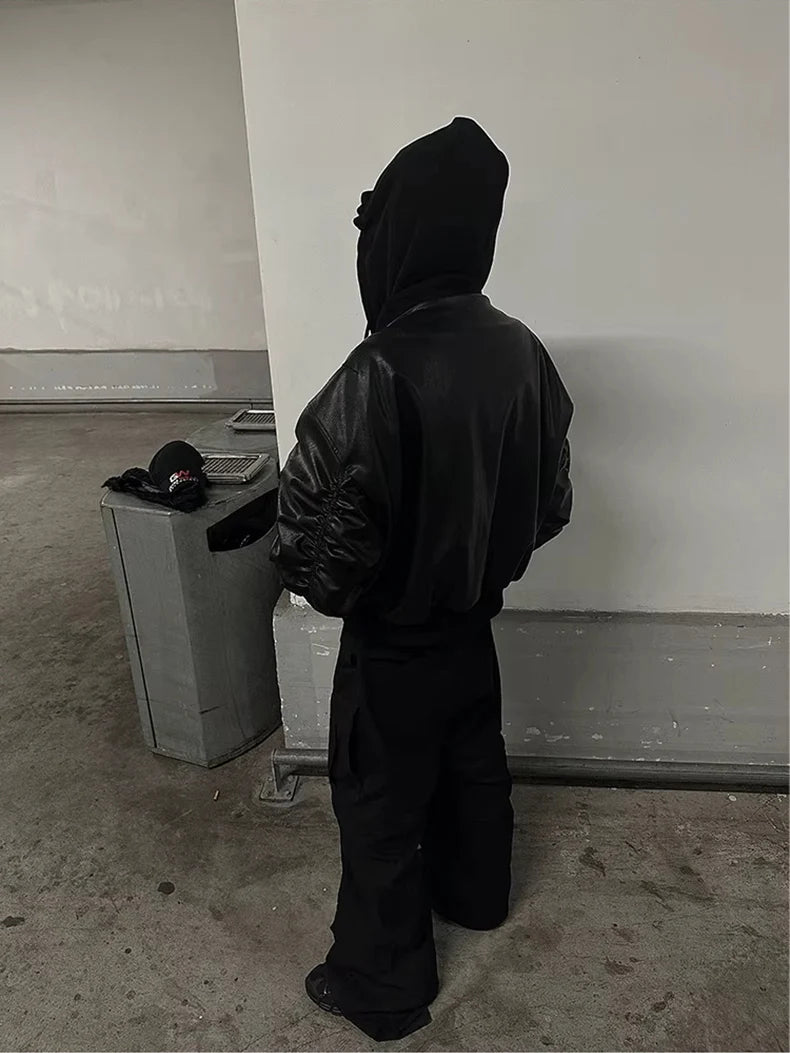 Mauroicardi Autumn Winter Oversized Cool Black Thickened Warm Pu Leather Jacket Men Hood Luxury Designer Fake 2 Clothes