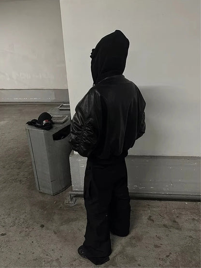 Mauroicardi Autumn Winter Oversized Cool Black Thickened Warm Pu Leather Jacket Men Hood Luxury Designer Fake 2 Clothes