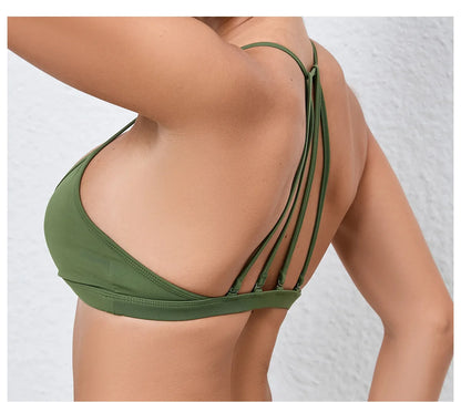 Yoga Sports Bra - Lightweight Nylon Spandex Multi Wear Crop Top with Removable Straps