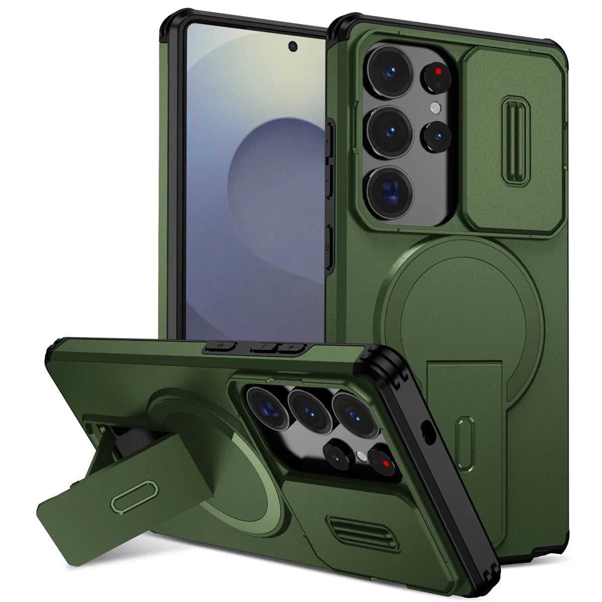 Lens Protect Camera Phone Case for Samsung S25 FE S26 S24 Ultra S23 Plus A37 A57 A17 A36 A56 A16 A55 Magnetic Kickstand Cover