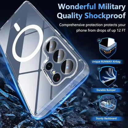 For Magsafe Magnetic Wireless Charging Case For Samsung Galaxy S25 Ultra Plus S26 Ultra S25Ultra 5G Clear Shockproof Back Cover