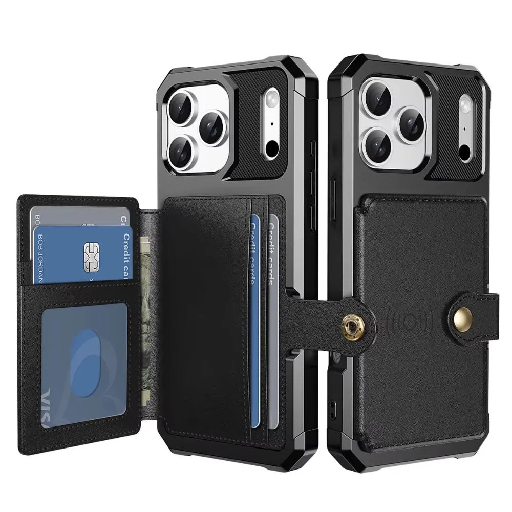 Wallet Phone Case Card Holder for Apple IPhone 17 Air 16E 16 15 14 Plus 13 12 Pro Max Hybrid Rubber Bumper Back Flip Cover