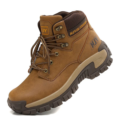 Men's Leather Boots - Breathable Ankle Combat Boots | Non-Slip Outdoor Hiking Footwear