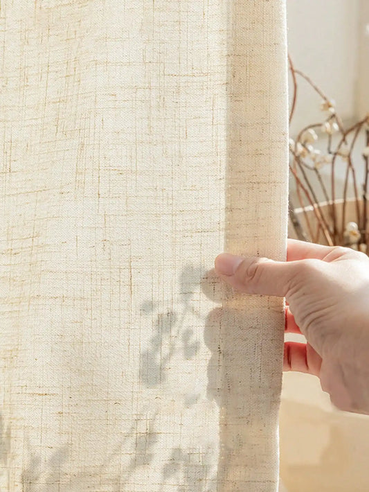 Japanese Modern Curtains - Beige Linen Window Screen | UV Resistant, Dust Proof Panels