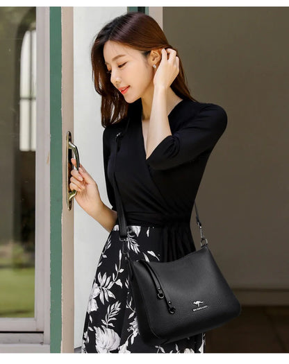 Pu Leather Handbag | Casual Female Tote With Interior Zipper Pocket & No Zipper Closure