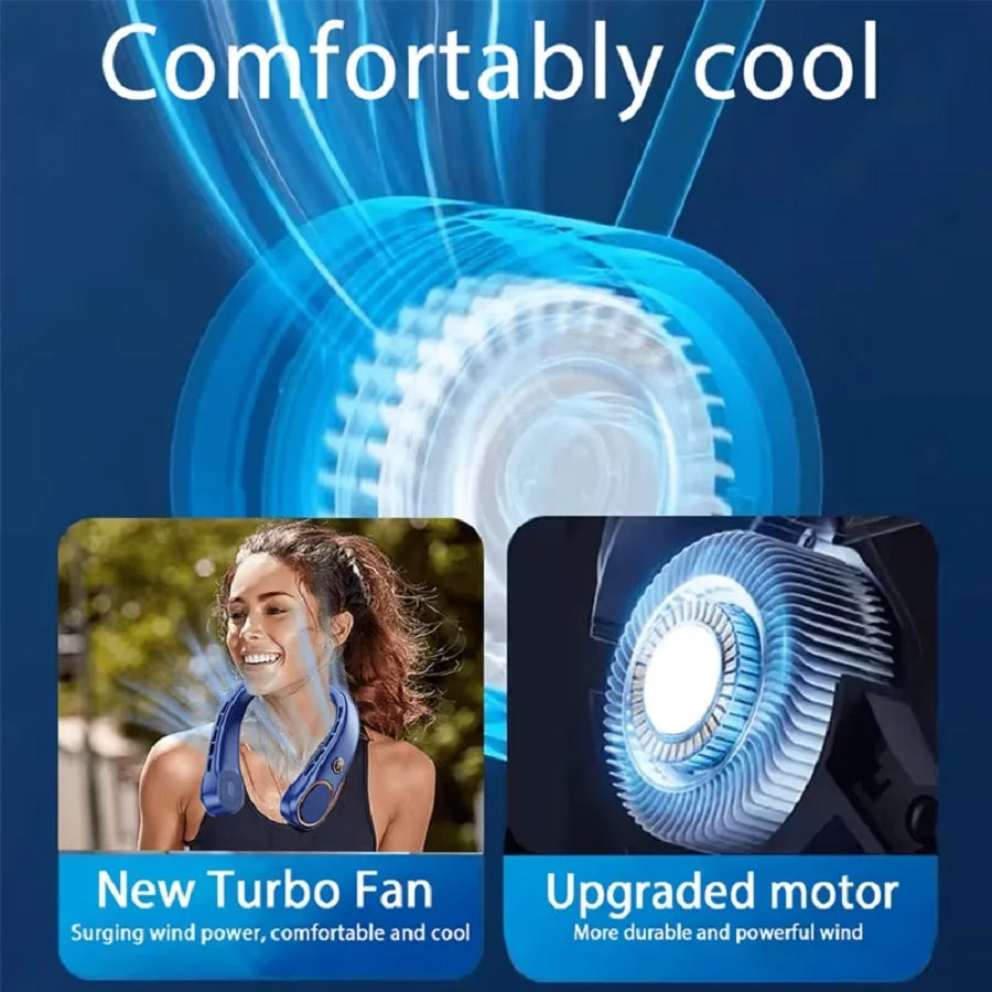 Portable Neck Fan, Hands Free Bladeless Fan, 5 Speeds, 3000 mAh Battery Operated Wearable Personal Fan, Twistable, Rechargeable