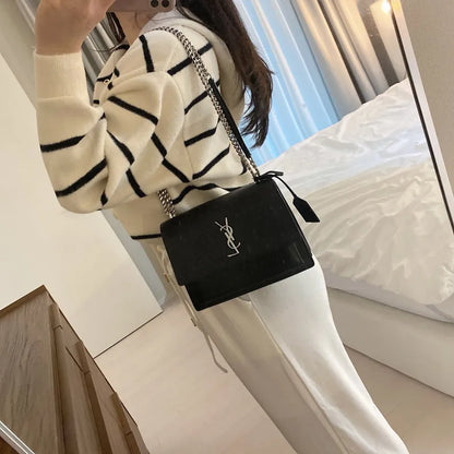 Loose Women's Knitted Cardigan Coat with Big Pockets Striped Splicing Drawstring Hem Single Buttoned Open Front Sweater