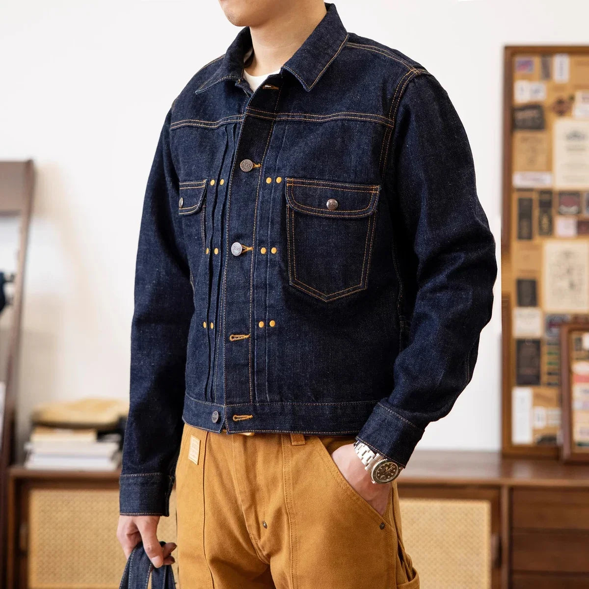 Red Tornado 11MJ Selvedge Denim Jacket Men's Rugged Wear Unlined Western Jean Outerwear