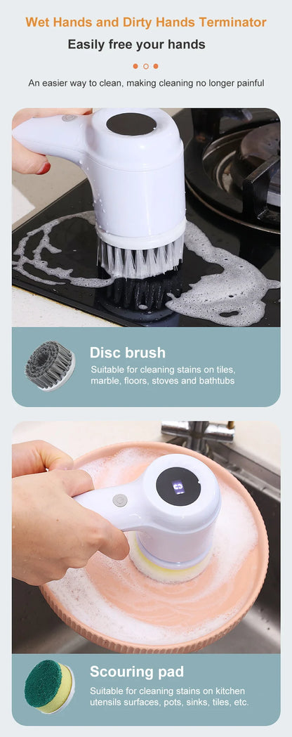 USB Electric Rotary Scrubber Cleaning Brush,With 5 Brush Head Electric cleaning brush,For ,Kitchen,Bathtub Tile Scrubber