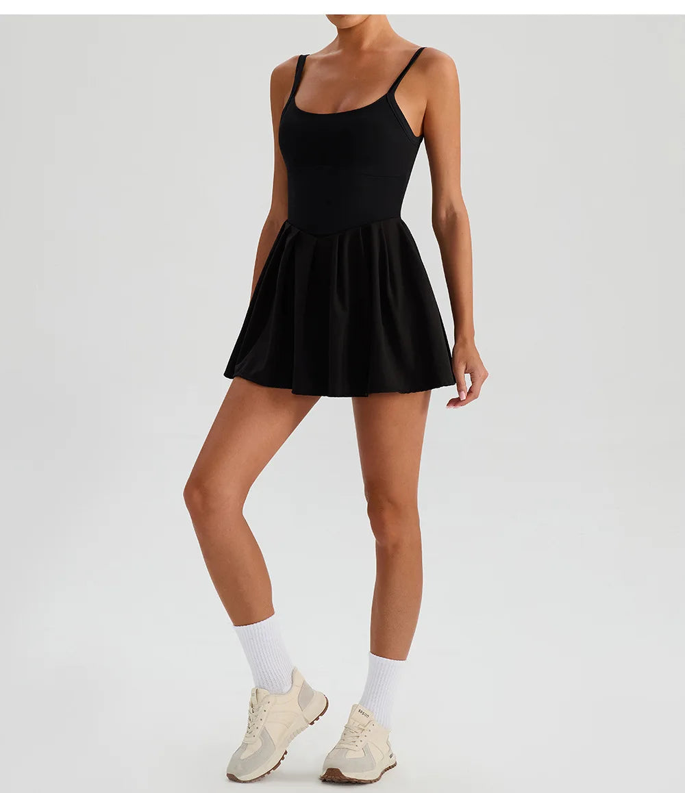 Women's Tennis Dress - Summer Sleeveless Breathable Workout Dress With Pockets