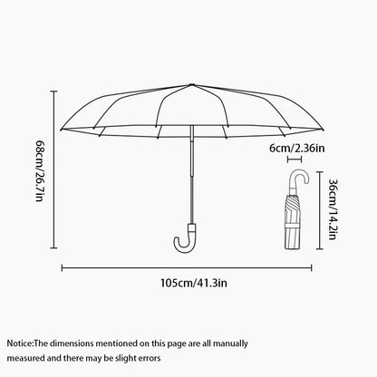 Windproof UV protection casual folding UPF50+automatic umbrella handle curved handle design, stylish design compact sun and rain
