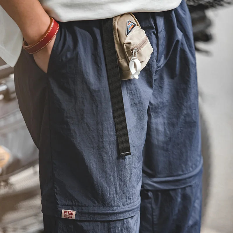 Maden Outdoor Removable Cargo Pants Men Casual Hiking Mountain Functional Trousers Straight Jogger Short Pants Techwear Big size